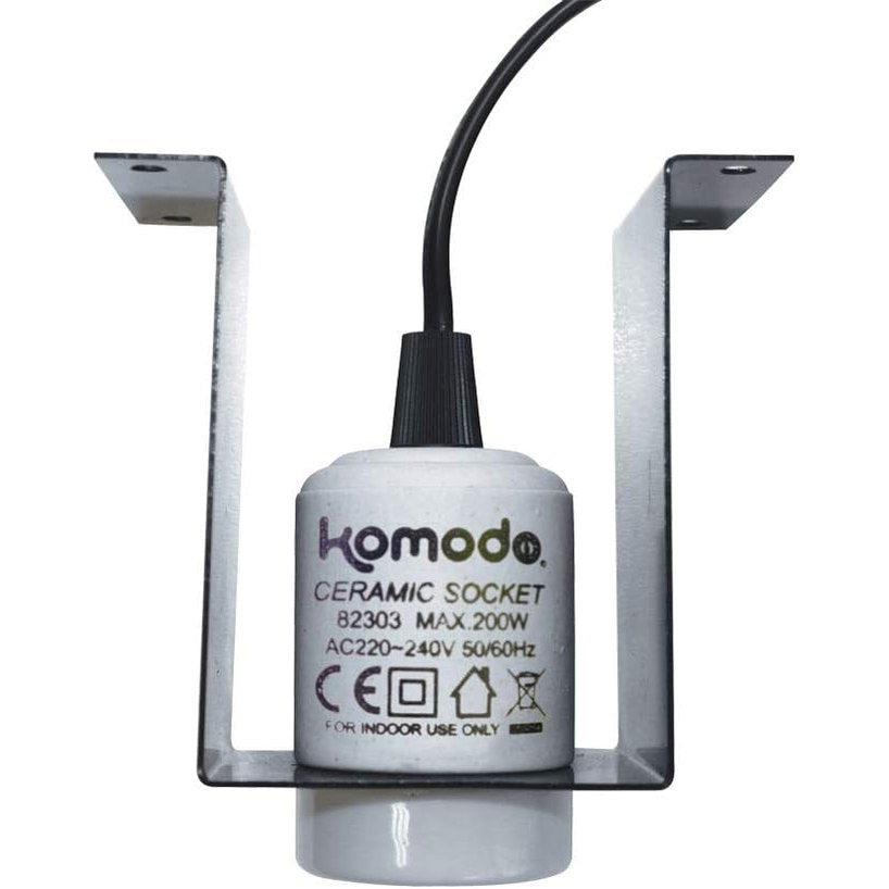 Komodo Ceramic ES lamp fixture and mounting bracket