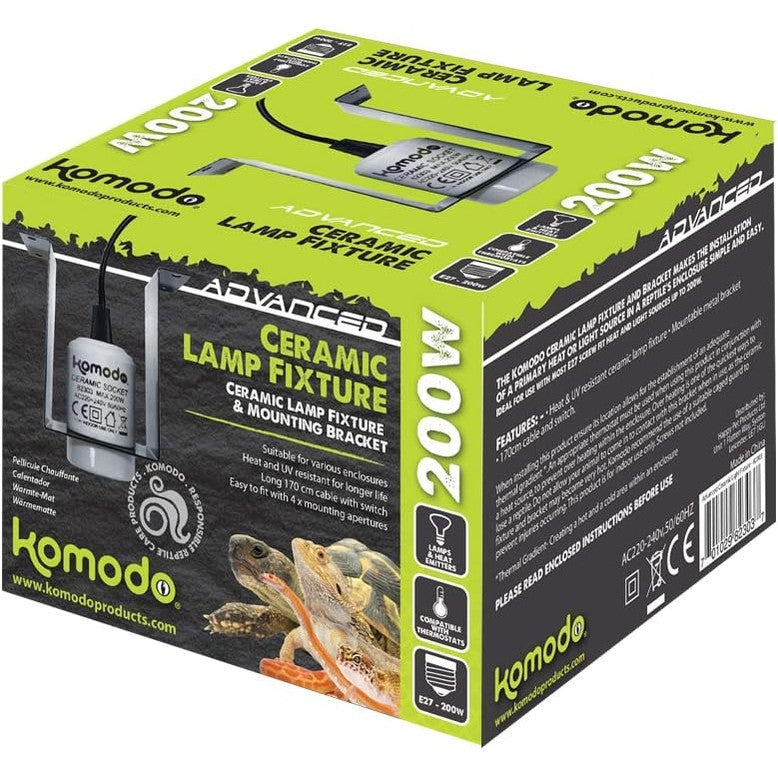 Komodo Ceramic ES lamp fixture and mounting bracket