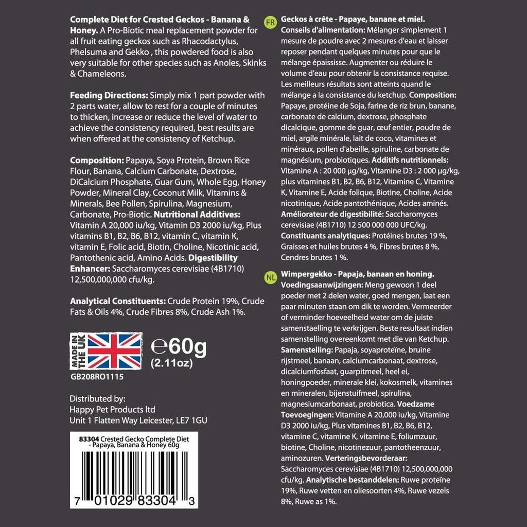 Komodo - Crested Gecko Complete Diet - Papaya, Banana & Honey 60g