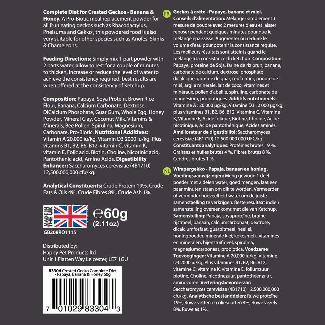 Komodo - Crested Gecko Complete Diet - Papaya, Banana & Honey 60g